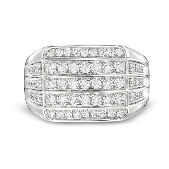 1 CT. T.w. Certified Lab-Grown Diamond Squared Triple Row Ring in 14K White Gold (F/Si2)
