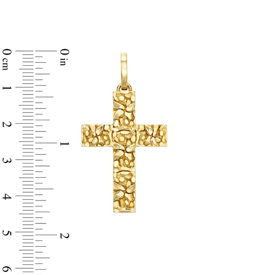 Nugget Cross Charm in 10K Gold