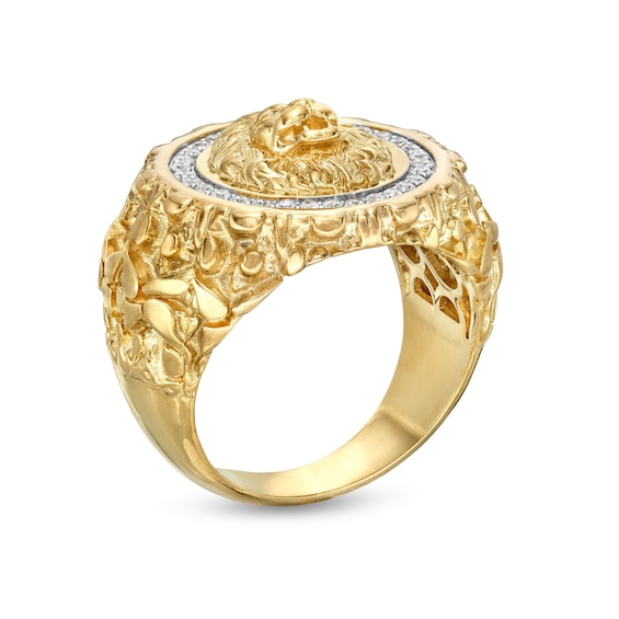 1/4 CT. T.w. Diamond Lion's Head Nugget Ring in 10K Gold