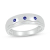Thumbnail Image 1 of Blue Lab-Created Sapphire Raised Wavy Three Stone Ring in 10K White Gold