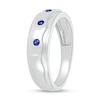 Thumbnail Image 2 of Blue Lab-Created Sapphire Raised Wavy Three Stone Ring in 10K White Gold