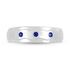 Thumbnail Image 3 of Blue Lab-Created Sapphire Raised Wavy Three Stone Ring in 10K White Gold
