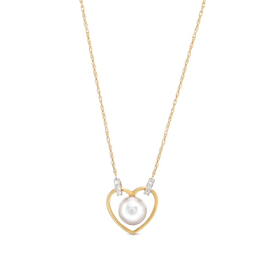 Freshwater Cultured Pearl and 1/20 CT. T.w. Diamond Collar Necklace in 10K Gold