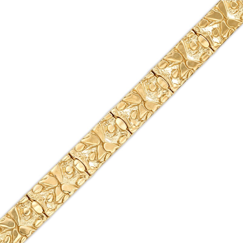 Men's 9.0mm Nugget Link Bracelet in 10K Gold - 8.5"