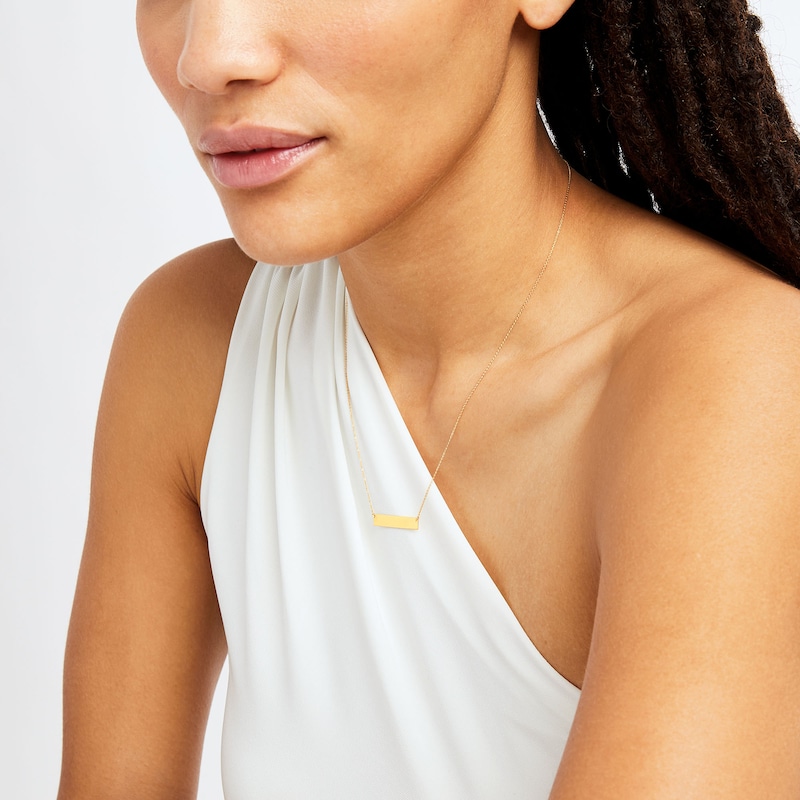 Main Image 2 of Polished Bar Necklace in 10K Gold