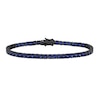 Thumbnail Image 1 of Blue Lab-Created Sapphire Tennis Bracelet in Sterling Silver with Black Rhodium - 9.0"