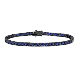 Blue Lab-Created Sapphire Tennis Bracelet in Sterling Silver with Black Rhodium - 9.0"