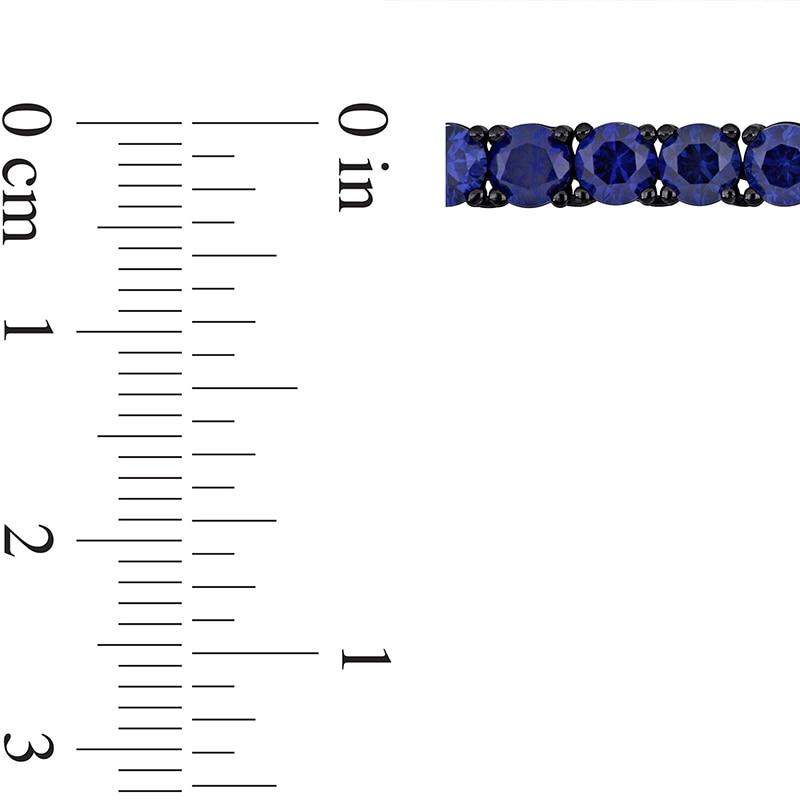 Main Image 3 of Blue Lab-Created Sapphire Tennis Bracelet in Sterling Silver with Black Rhodium - 9.0"