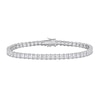 Thumbnail Image 1 of Square-Cut White Lab-Created Sapphire Tennis Bracelet in Sterling Silver - 8.75"