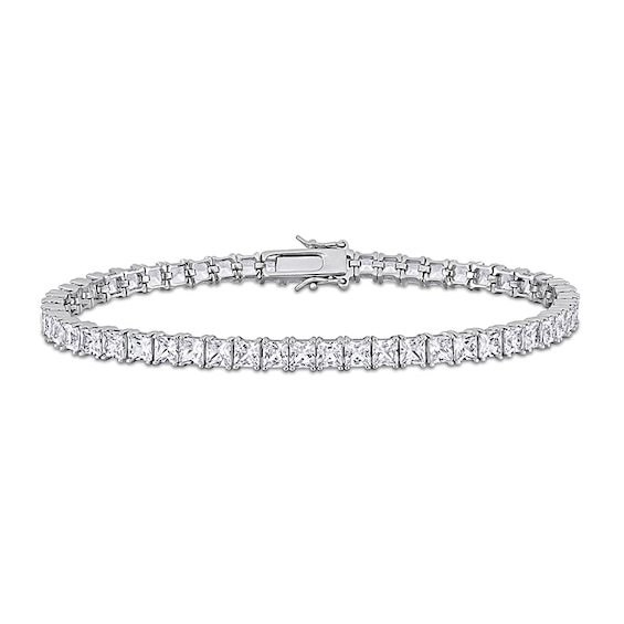 Square-Cut White Lab-Created Sapphire Tennis Bracelet in Sterling Silver - 8.75"