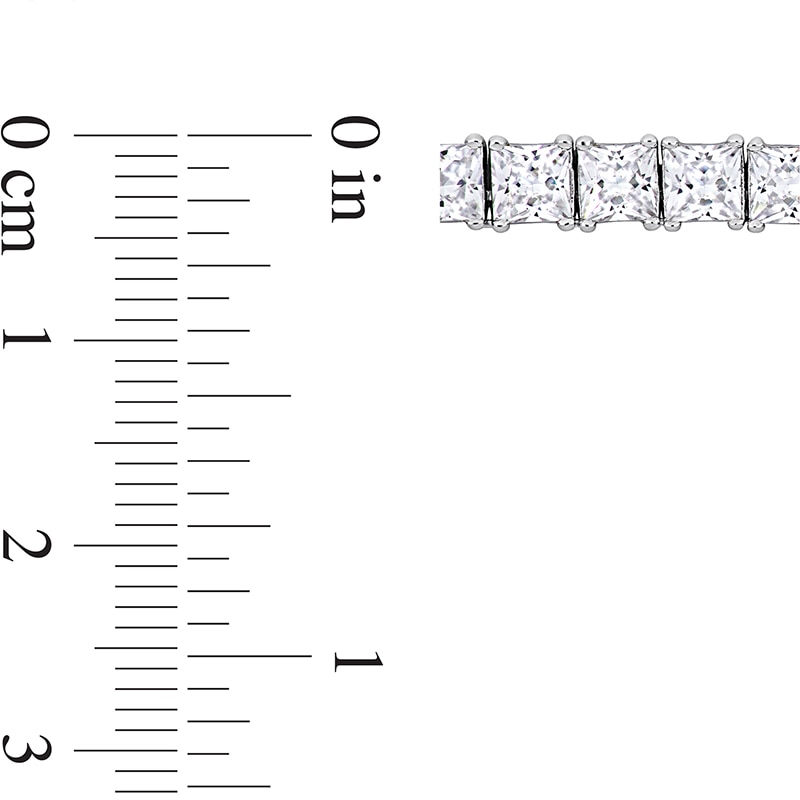 Main Image 3 of Square-Cut White Lab-Created Sapphire Tennis Bracelet in Sterling Silver - 8.75"