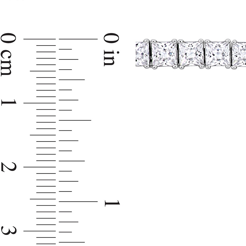 Main Image 3 of Men's Square-Cut White Lab-Created Sapphire Tennis Necklace in Sterling Silver - 20"