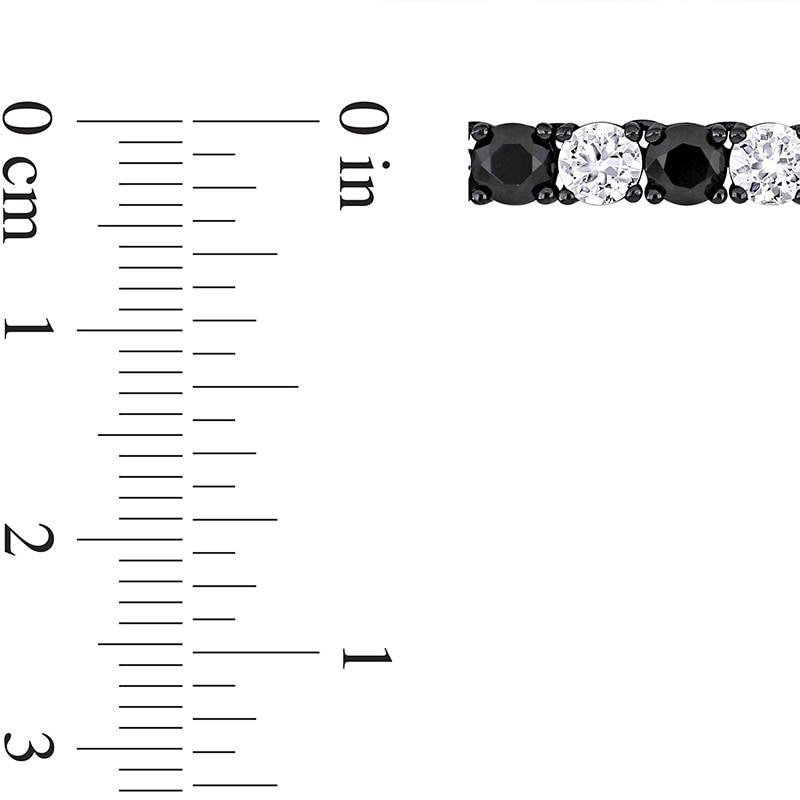 Main Image 3 of Men's Alternating Black and White Lab-Created Sapphire Tennis Necklace in Sterling Silver with Black Rhodium - 20"