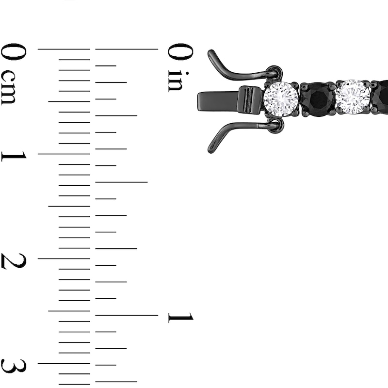 Main Image 3 of Alternating Black and White Lab-Created Sapphire Tennis Bracelet in Sterling Silver with Black Rhodium - 9.0"
