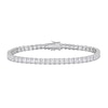 Thumbnail Image 0 of Men's Square-Cut White Lab-Created Sapphire Tennis Bracelet in Sterling Silver - 8.75"