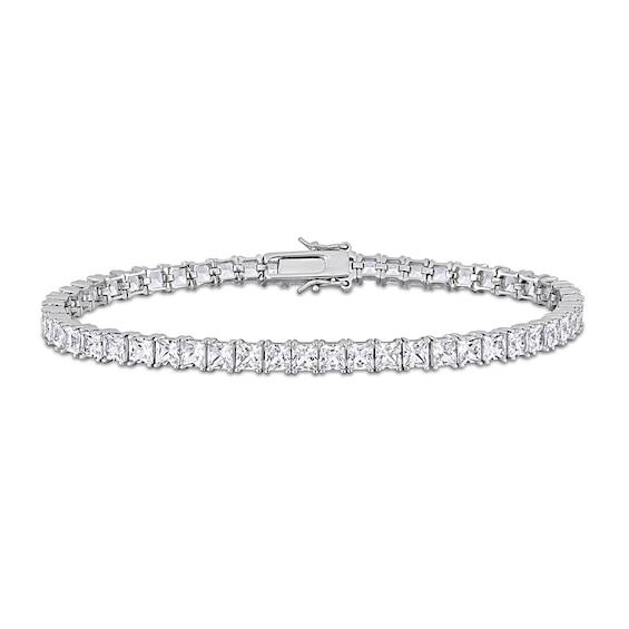 Square-Cut White Lab-Created Sapphire Tennis Bracelet in Sterling Silver - 8.75"