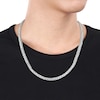 Thumbnail Image 1 of Men's Square-Cut White Lab-Created Sapphire Tennis Necklace in Sterling Silver - 20"