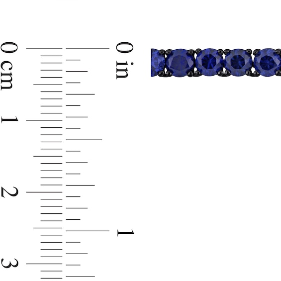 Men's Blue Lab-Created Sapphire Tennis Necklace in Sterling Silver with Black Rhodium - 20"