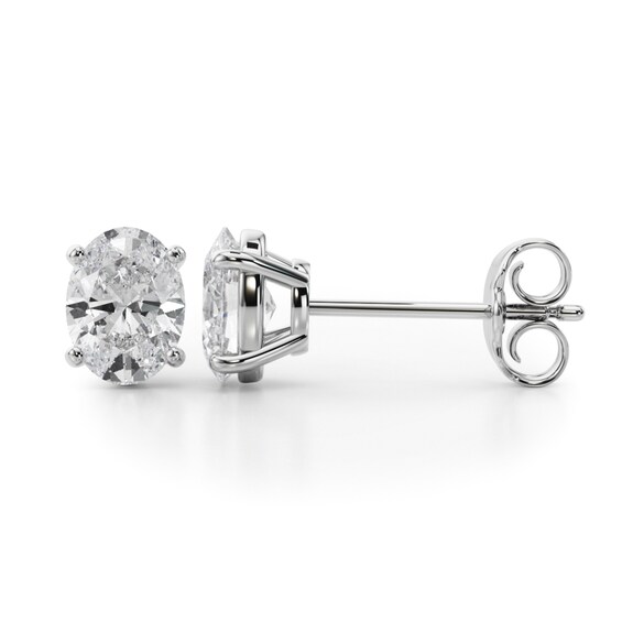 1 CT. T.w. Oval Diamond Solitaire Stud Earrings in 14K White Gold (I/Si2)