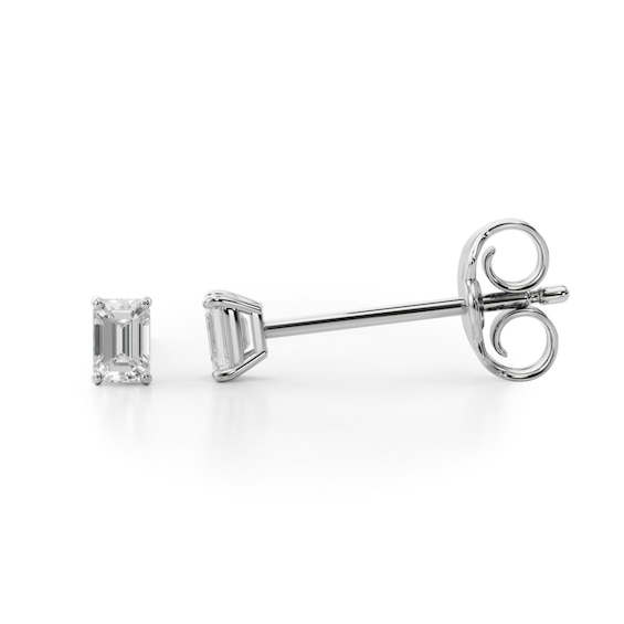 1/ CT. T.w. Emerald-Cut Diamond Solitaire Stud Earrings in 14K White Gold (I/Si2