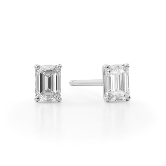 1/3 CT. T.w. Emerald-Cut Diamond Solitaire Stud Earrings in 14K White Gold (I/Si2)