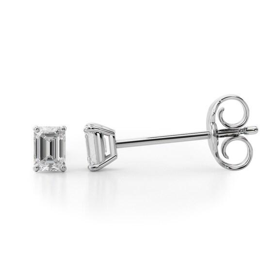 1/3 CT. T.w. Emerald-Cut Diamond Solitaire Stud Earrings in 14K White Gold (I/Si2)