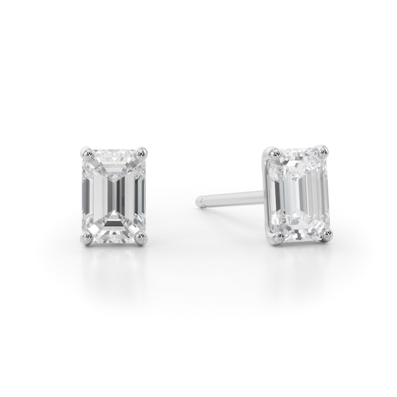 1/2 CT. T.w. Emerald-Cut Diamond Solitaire Stud Earrings in 14K White Gold (I/Si2)