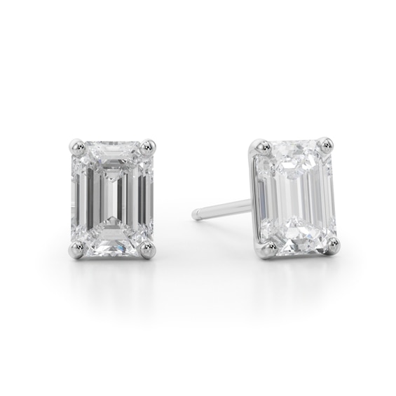 1 CT. T.w. Emerald-Cut Diamond Solitaire Stud Earrings in 14K White Gold (I/Si2)