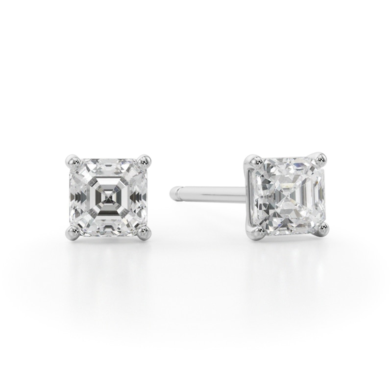 1/3 CT. T.W. Asscher-Cut Diamond Solitaire Stud Earrings in 14K White Gold (I/SI2)