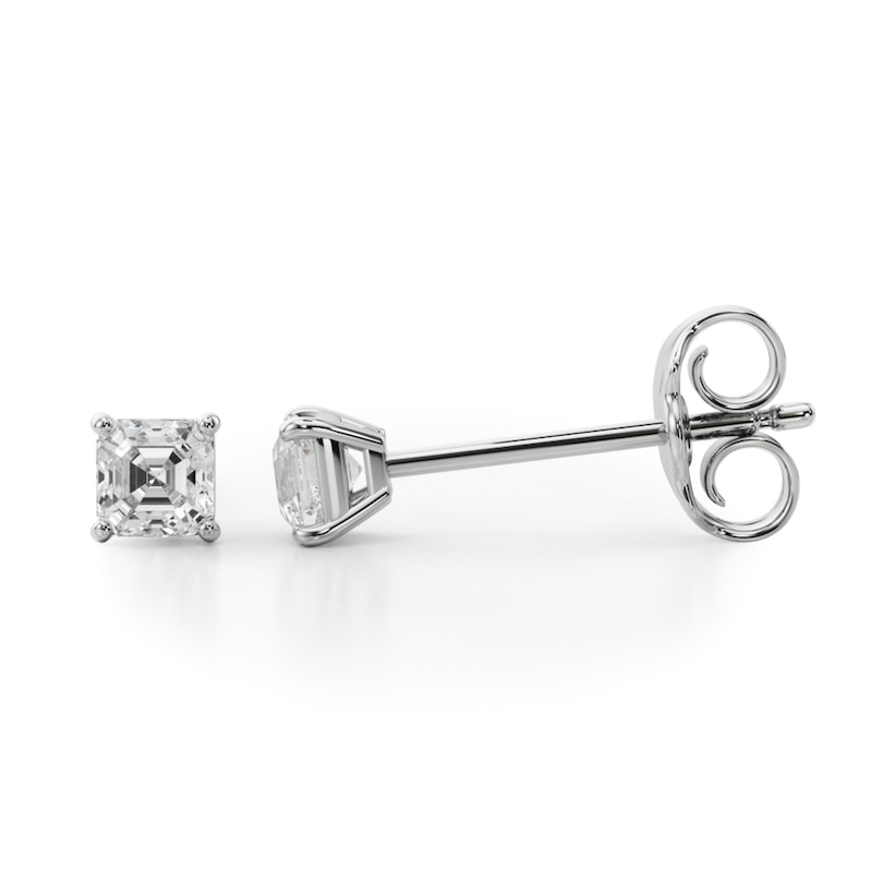 1/3 CT. T.W. Asscher-Cut Diamond Solitaire Stud Earrings in 14K White Gold (I/SI2)