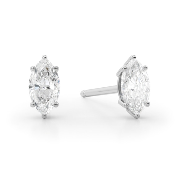 1/3 CT. T.w. Marquise-Cut Diamond Solitaire Stud Earrings in 14K White Gold (I/Si2)