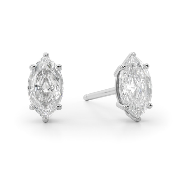 1/2 CT. T.w. Marquise-Cut Diamond Solitaire Stud Earrings in 14K White Gold (I/Si2)