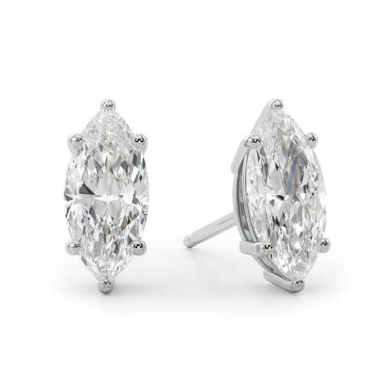 1 CT. T.w. Marquise-Cut Diamond Solitaire Stud Earrings in 14K White Gold (I/Si2)