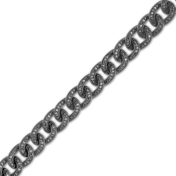 Vera Wang Men 1-3/4 CT. T.w. Black Diamond Curb Chain Bracelet in Sterling Silver with Black Ruthenium - 8.5"