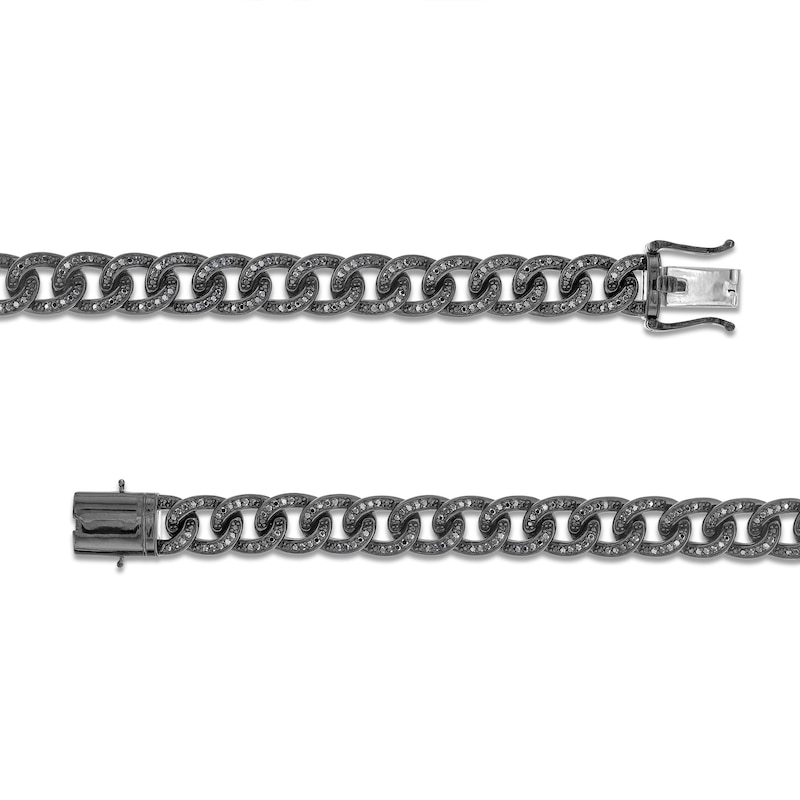 Vera Wang Men 1-3/4 CT. T.W. Black Diamond Curb Chain Bracelet in Sterling Silver with Black Ruthenium - 8.5"