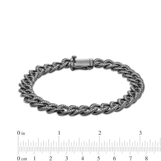 Vera Wang Men 1-3/4 CT. T.w. Black Diamond Curb Chain Bracelet in Sterling Silver with Black Ruthenium - 8.5"