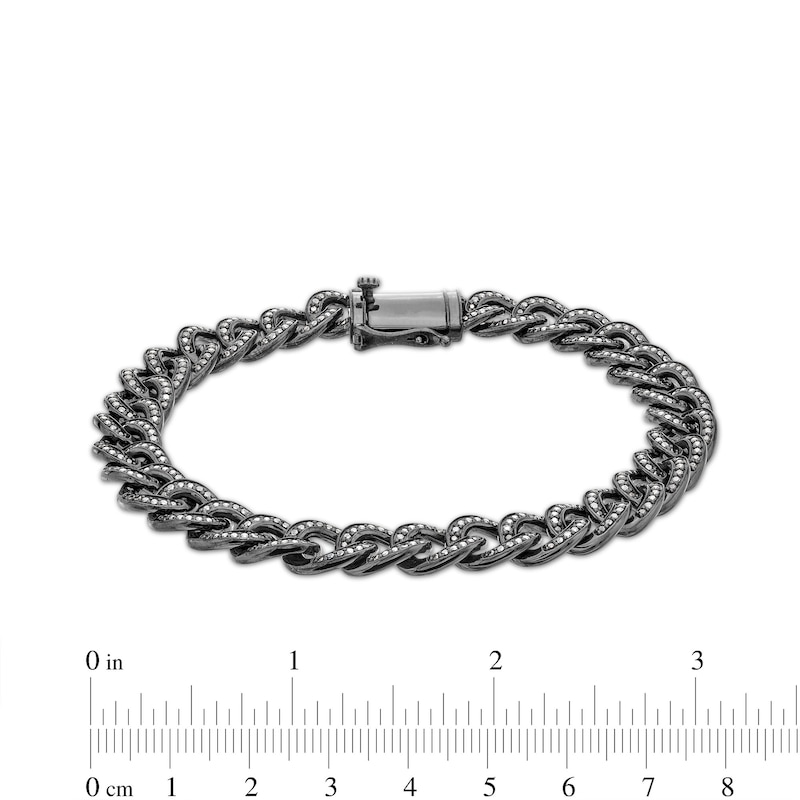 Vera Wang Men 1-3/4 CT. T.W. Black Diamond Curb Chain Bracelet in Sterling Silver with Black Ruthenium - 8.5"