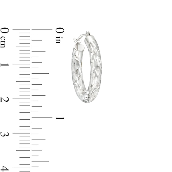 Diamond-Cut 20.0mm Tube Hoop Earrings in Hollow 14K White Gold
