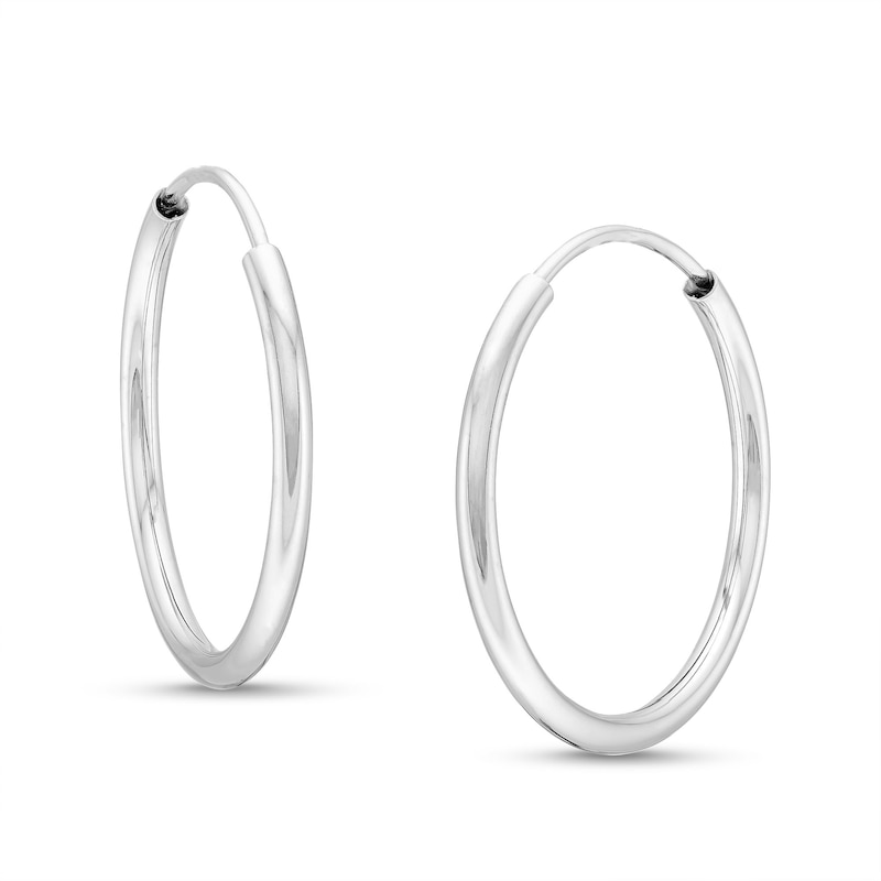 Main Image 1 of 20.0mm Endless Hoop Earrings in Hollow 14K White Gold
