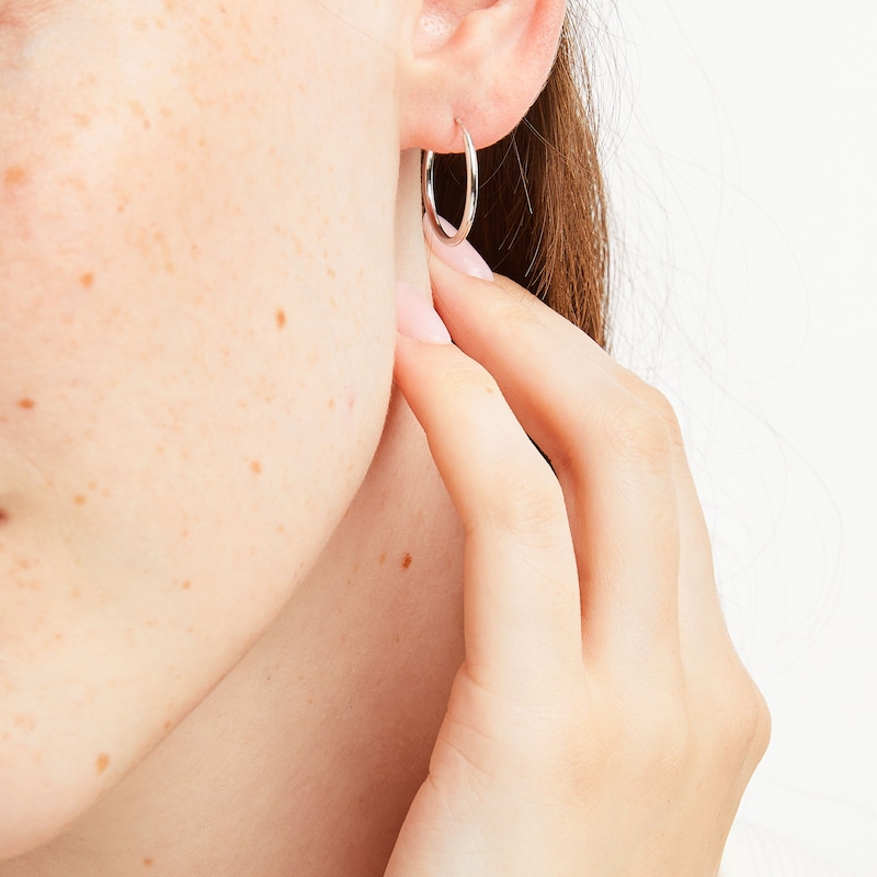 Main Image 2 of 20.0mm Endless Hoop Earrings in Hollow 14K White Gold