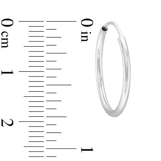 20.0mm Endless Hoop Earrings in Hollow 14K White Gold