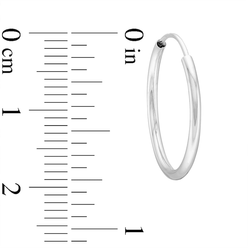 Main Image 3 of 20.0mm Endless Hoop Earrings in Hollow 14K White Gold