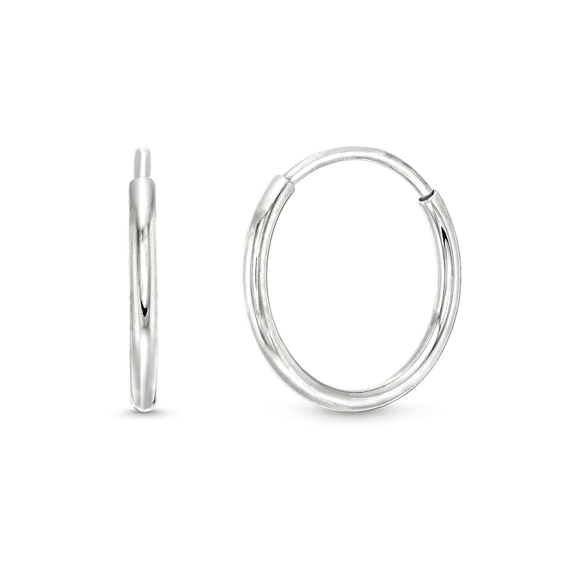 10.0mm Endless Hoop Earrings in Hollow 14K White Gold