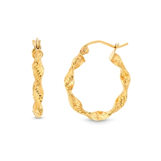 Diamond-Cut Twist 20.0mm Hoop Earrings in 14K Gold
