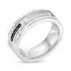 Thumbnail Image 3 of 1/8 CT. T.W. Black and White Diamond Brick Pattern Engravable Wedding Band in Tungsten and Black IP (1 Line)