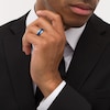 Thumbnail Image 2 of 8.0mm Double Stepped Edge Comfort-Fit Engravable Wedding Band in Tungsten and Blue IP (1 Line)
