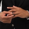 Thumbnail Image 2 of Black Sapphire Inlay Brushed Low Dome Comfort-Fit Engravable Wedding Band in Tungsten with Brown IP (1 Line)