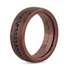 Thumbnail Image 4 of Black Sapphire Inlay Brushed Low Dome Comfort-Fit Engravable Wedding Band in Tungsten with Brown IP (1 Line)