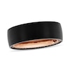 Thumbnail Image 1 of Black Sapphire Outer Edge Brushed Low Dome Engravable Wedding Band in Tungsten with Black and Rose IP (1 Line)