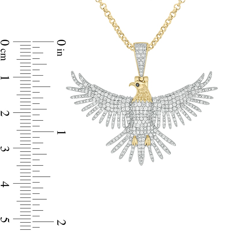 Main Image 2 of Men's 1 CT. T.W. Diamond Eagle Pendant in Sterling Silver with 14K Gold Plate